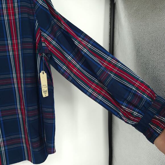 St. John's Bay Plus Size Navy Tartan Plaid Shirt Size XXL NWT - Picture 8 of 11